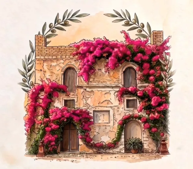 La villa con le bouganville in fiore